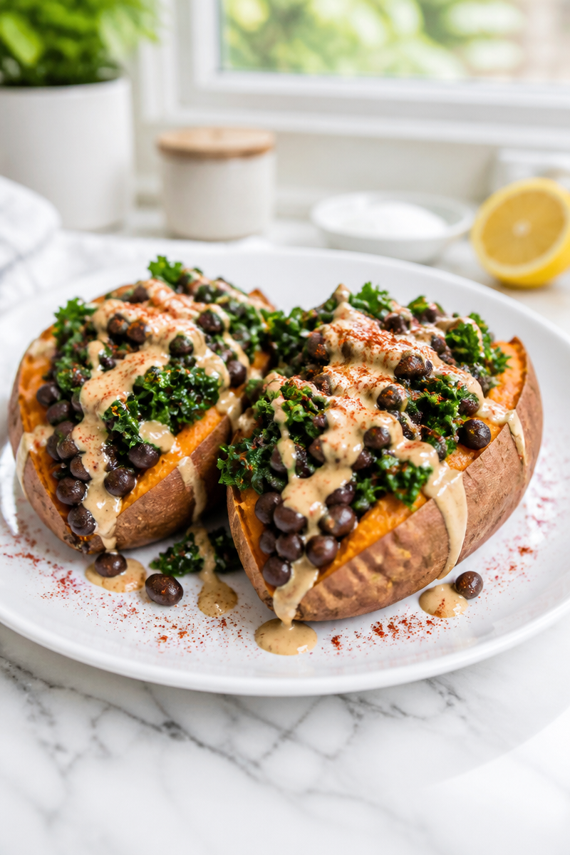 Stuffed Sweet Potato Hummus Black Bean