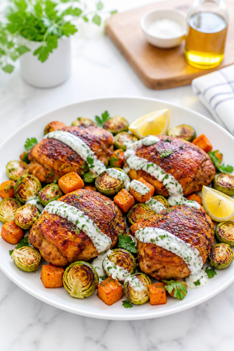 Sheet Pan Harissa Chicken Roasted Vegetable