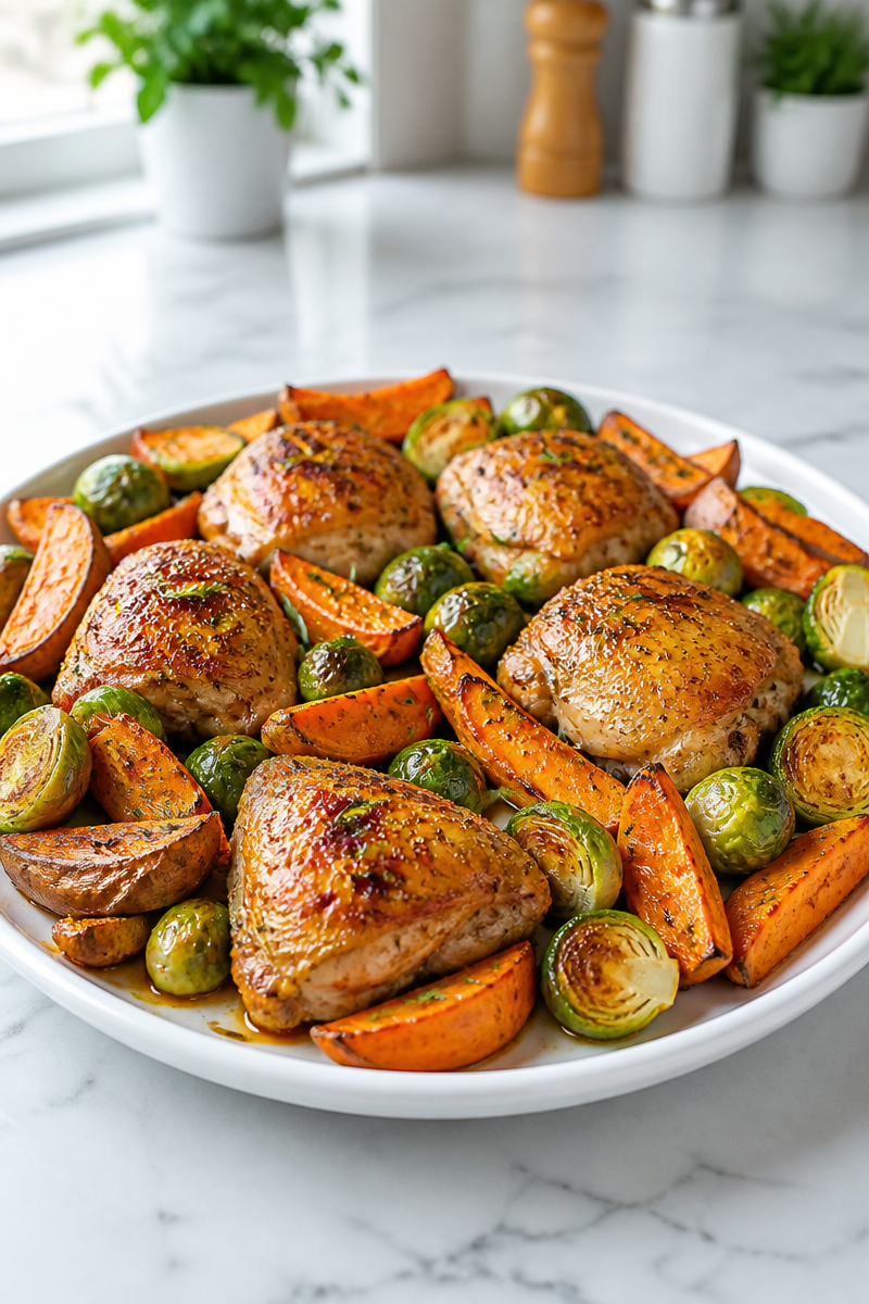 Maple Roasted Chicken Thigh Brussels Wedge