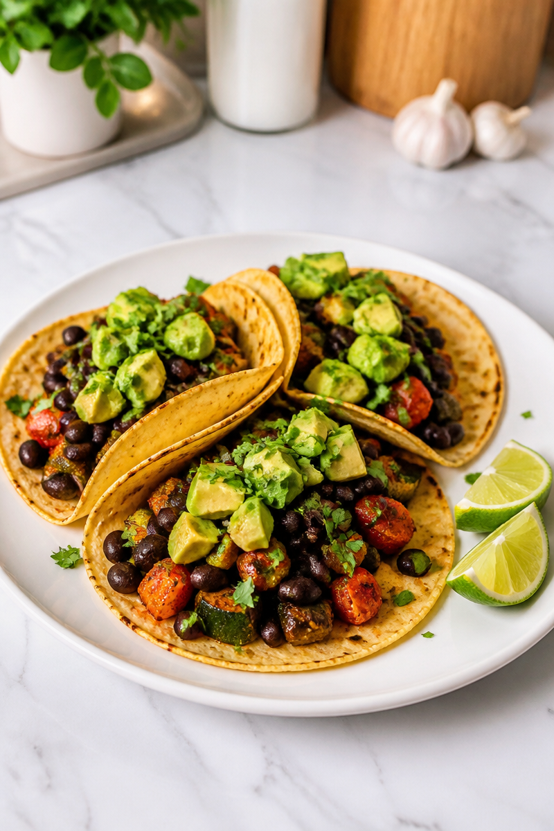 Roasted Vegetable Black Bean Taco Vegan