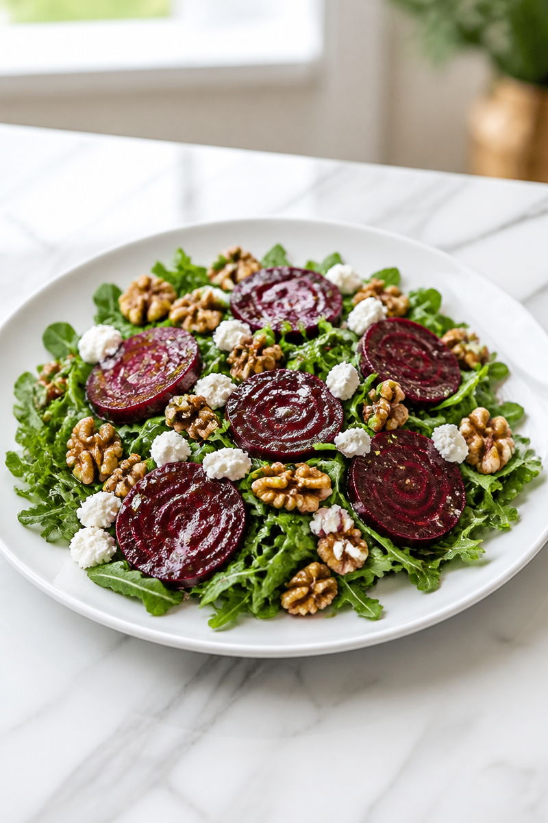 Roasted Beet Walnut Arugula Fall Salad