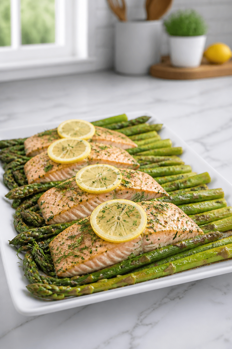 Baked Salmon Dill Asparagus Sheet Pan
