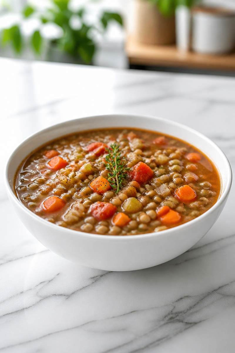 Lentil Vegetable Soup Fiber Rich Bowl