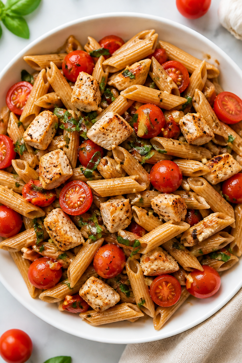 Chicken Bruschetta Whole Wheat Penne Pasta