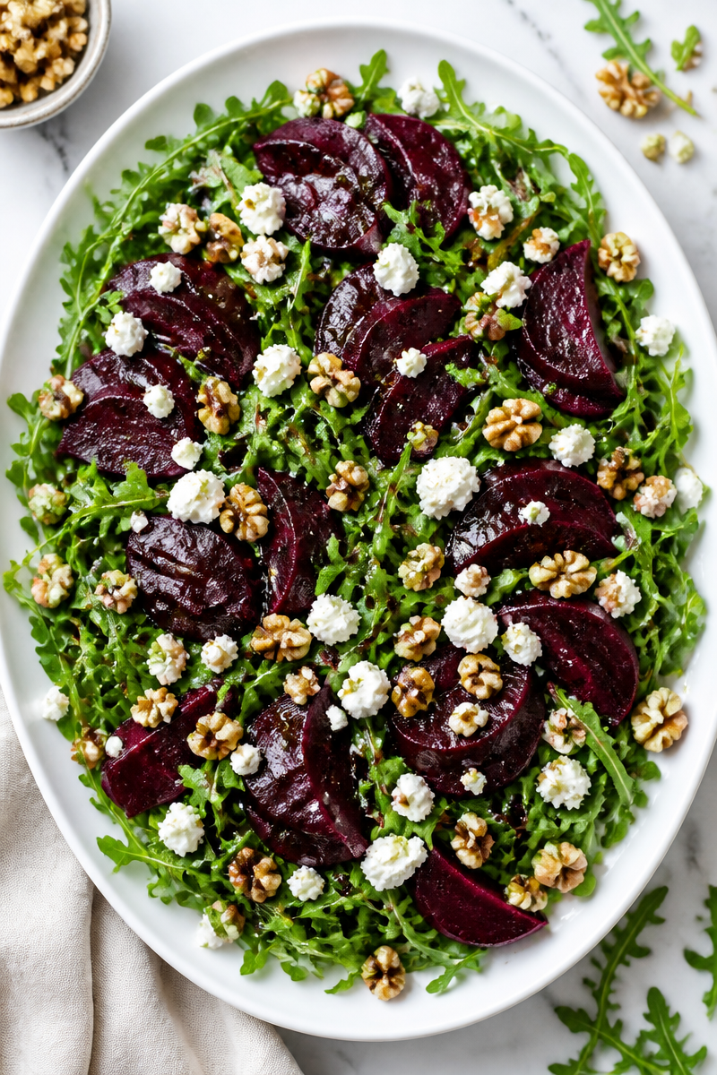 Roasted Beet Walnut Arugula Fall Salad
