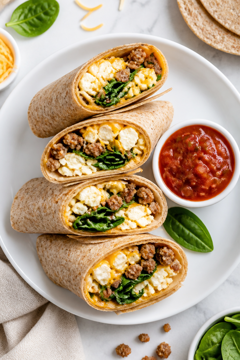 Egg White Sausage Breakfast Sandwich Wrap