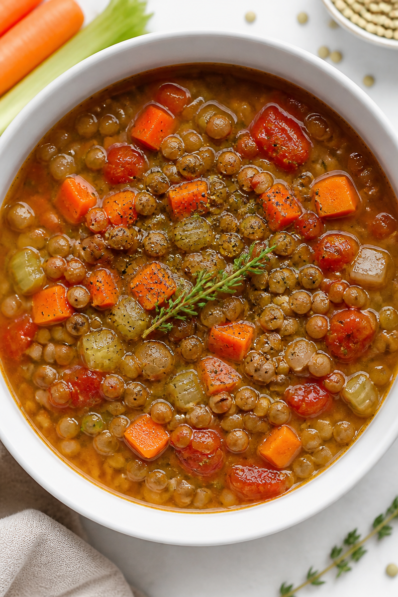 Lentil Vegetable Soup Fiber Rich Bowl
