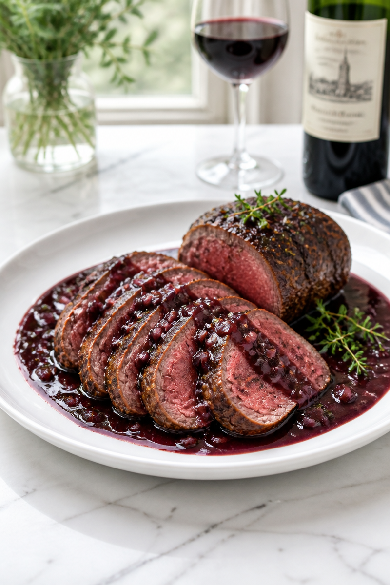 Elegant Beef Tenderloin Red Wine Reduction