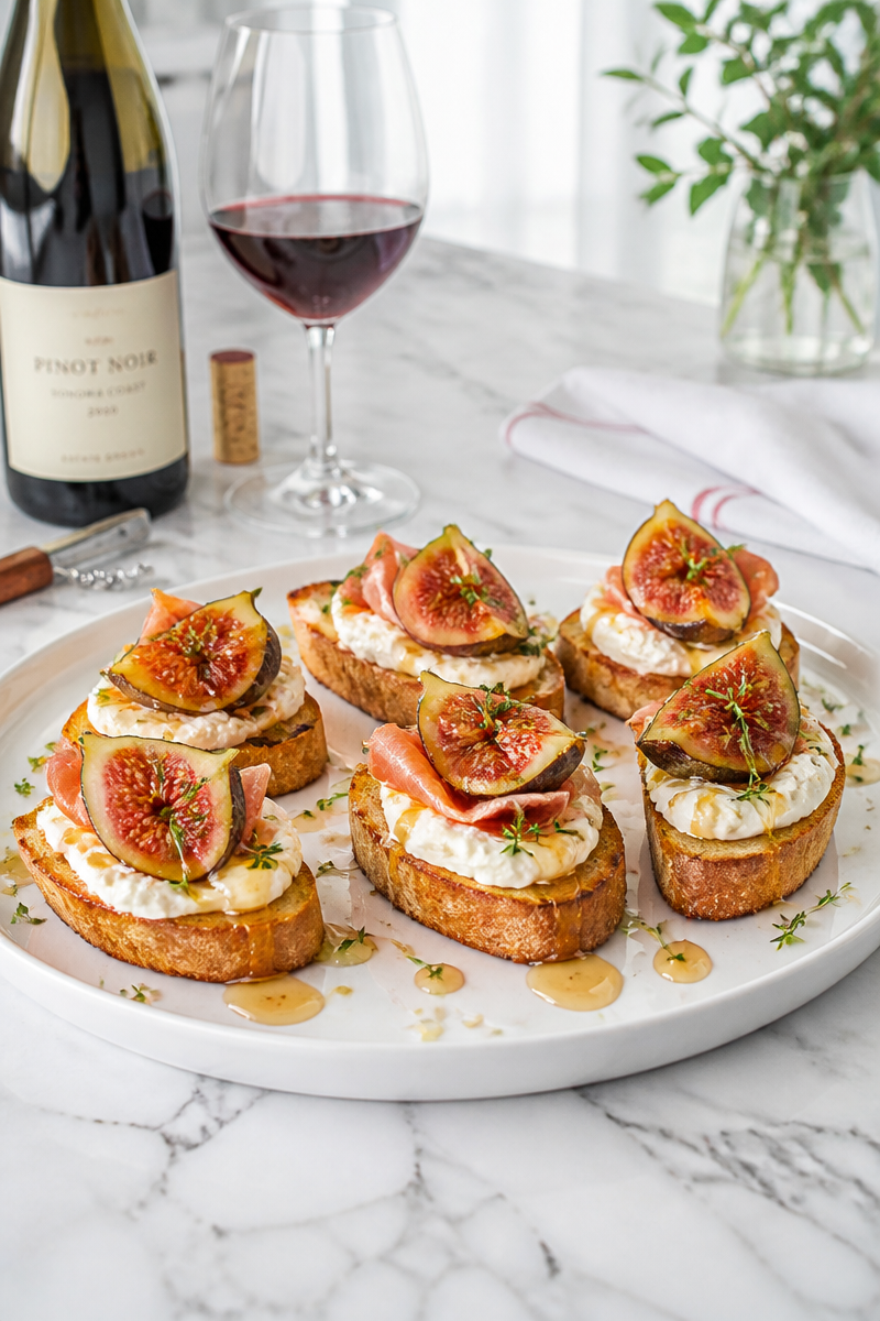 Fig Prosciutto Burrata Crostini Pinot