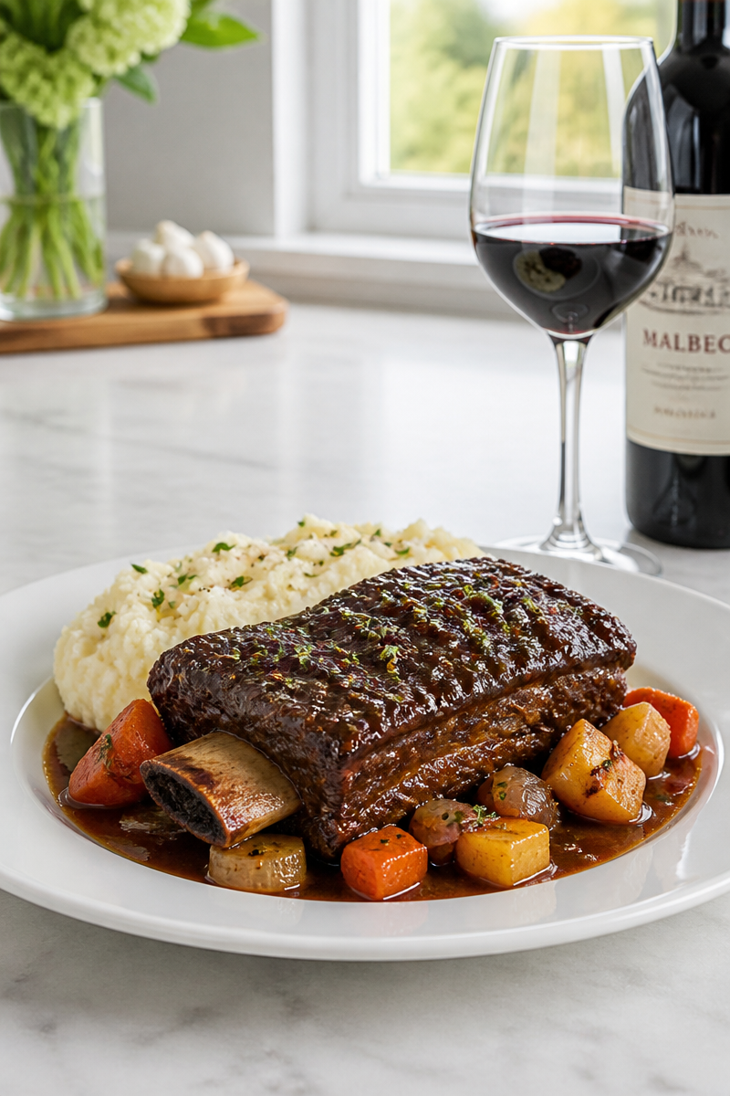 Malbec Braised Short Rib Root Vegetable