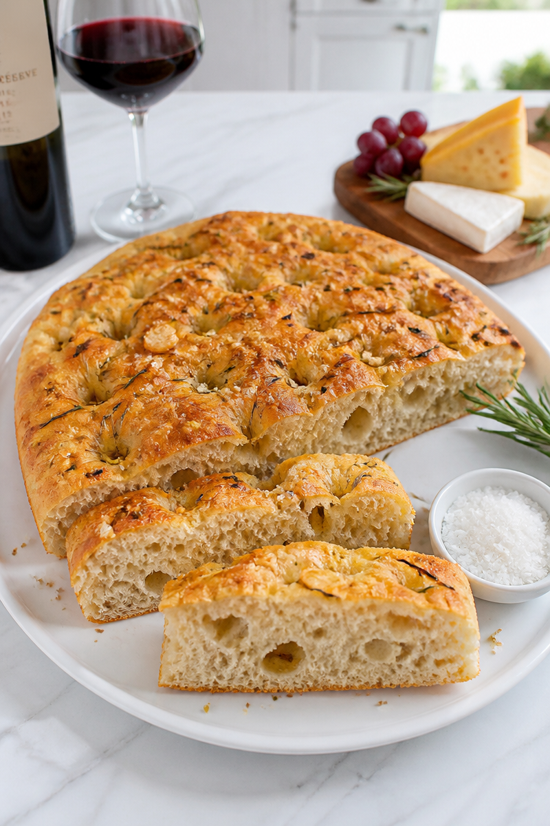 Roasted Garlic Rosemary Focaccia Wine Bread
