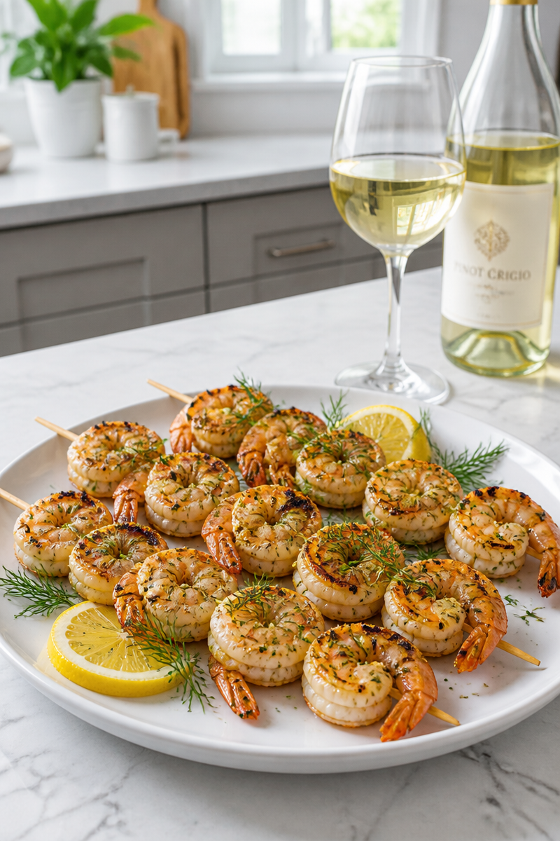 Pinot Grigio Lemon Herb Grilled Shrimp