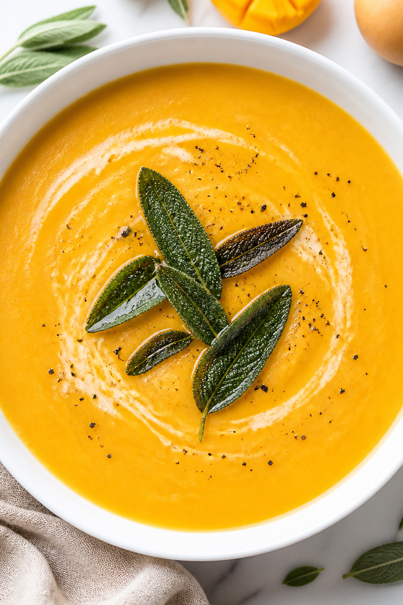 Roasted Butternut Squash Sage Soup Chardonnay