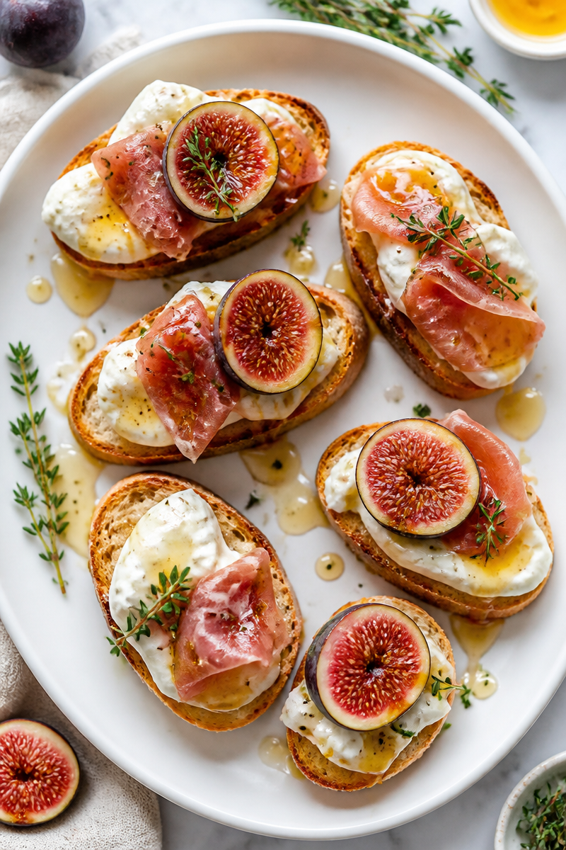 Fig Prosciutto Burrata Crostini Pinot