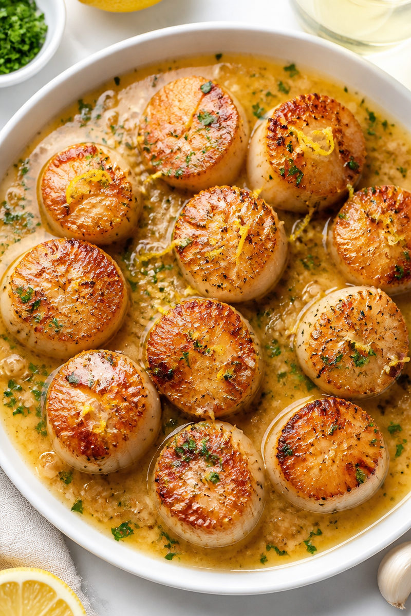 Pan Seared Scallops White Wine Butter