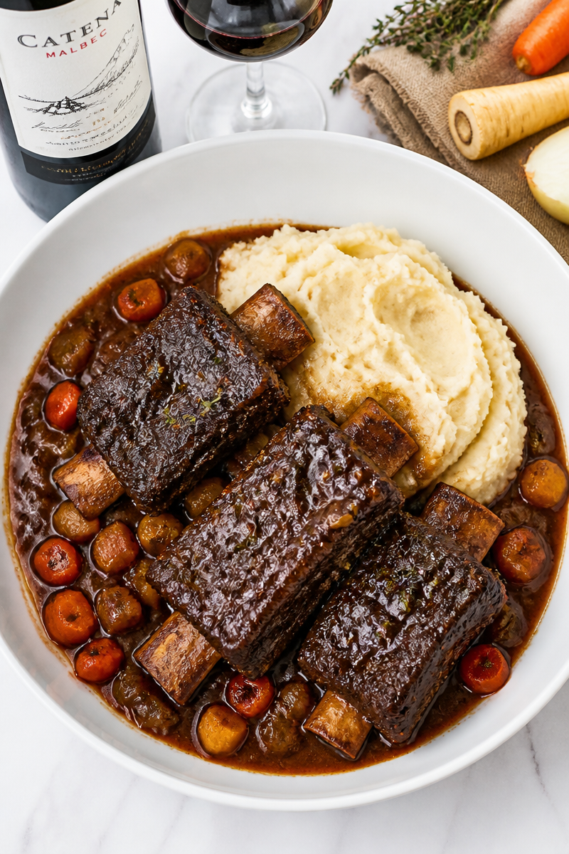 Malbec Braised Short Rib Root Vegetable