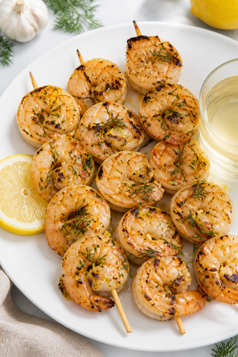Pinot Grigio Lemon Herb Grilled Shrimp