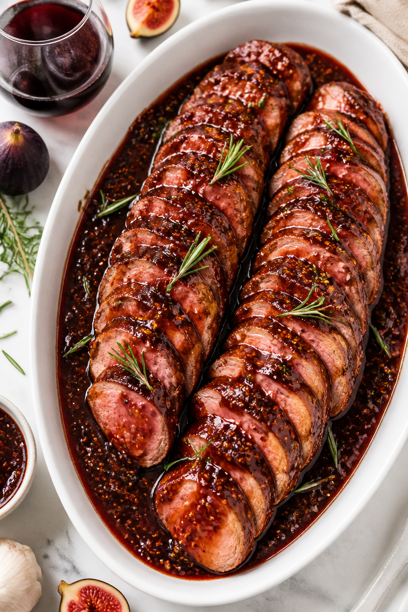 Merlot Fig Balsamic Glazed Pork Tenderloin
