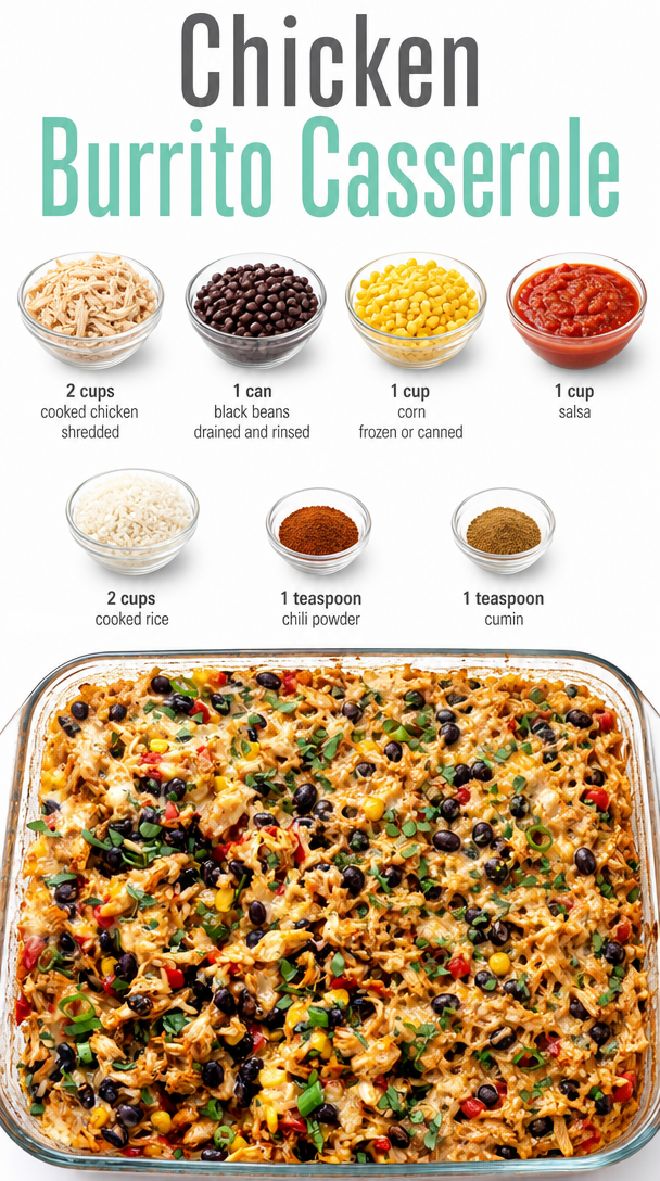 Easy Chicken Burrito Casserole Recipe with Rice for Family Dinner