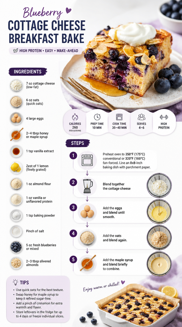 Blueberry Cottage Cheese Breakfast Bake