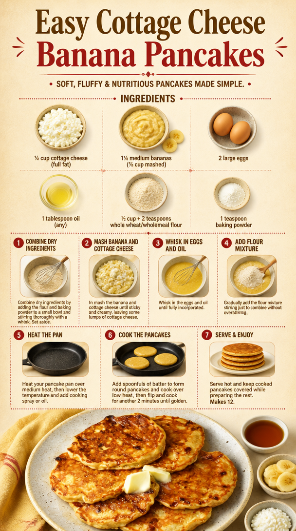 Easy Cottage Cheese Banana Pancakes