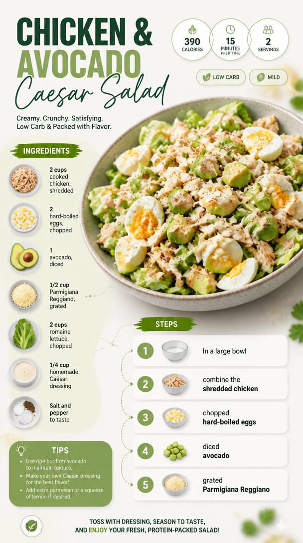 Chicken and Avocado Caesar Salad