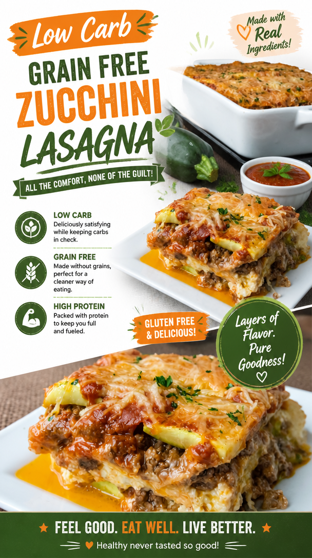 Low Carb Grain Free Zucchini Lasagna