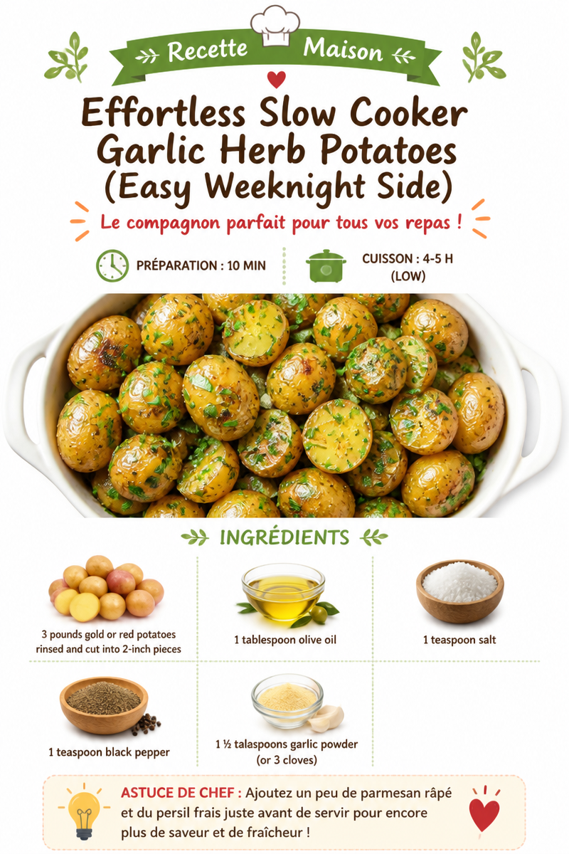 Effortless Slow Cooker Garlic Herb Potatoes (Easy Weeknight Side)