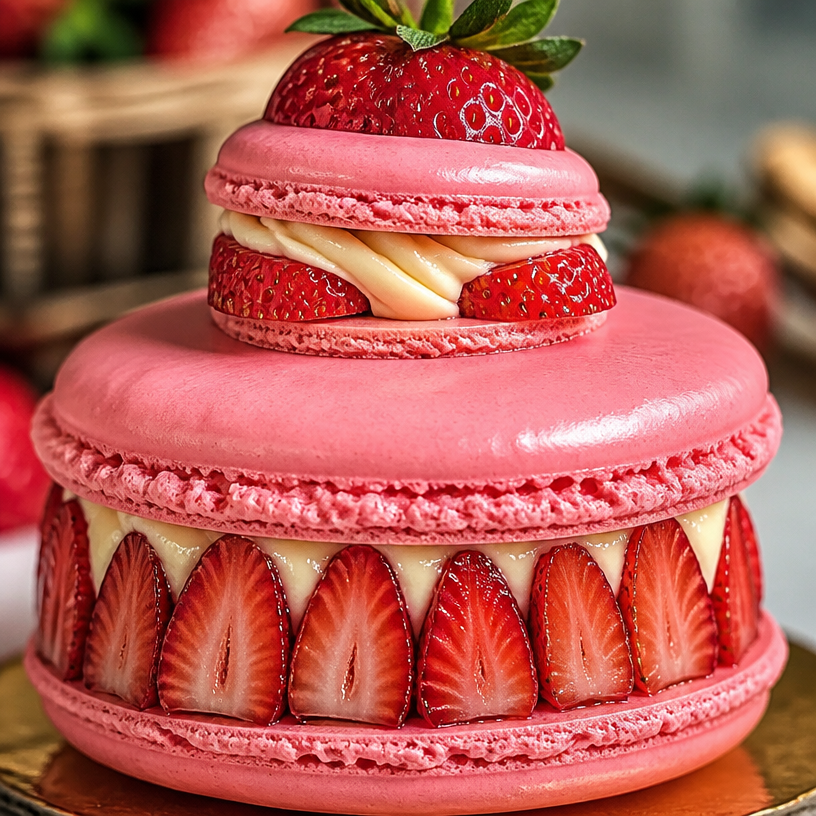 Religieuse aux macarons fraises
