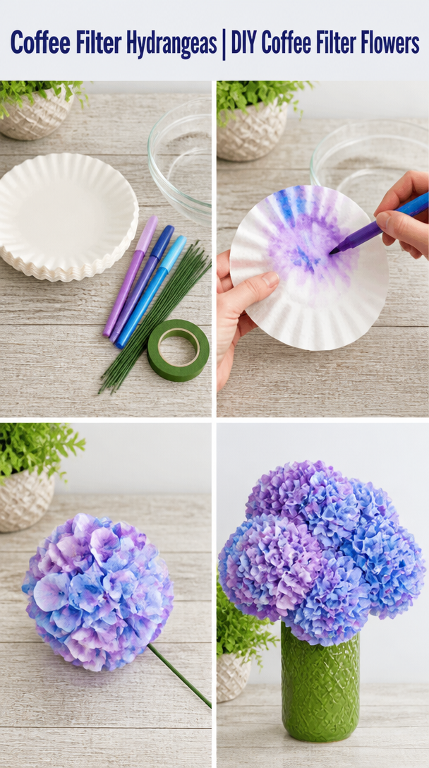 Coffee Filter Hydrangeas | DIY Coffee Filter Flowers
