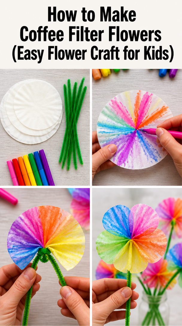 How to Make Coffee Filter Flowers (Easy Flower Craft for Kids)