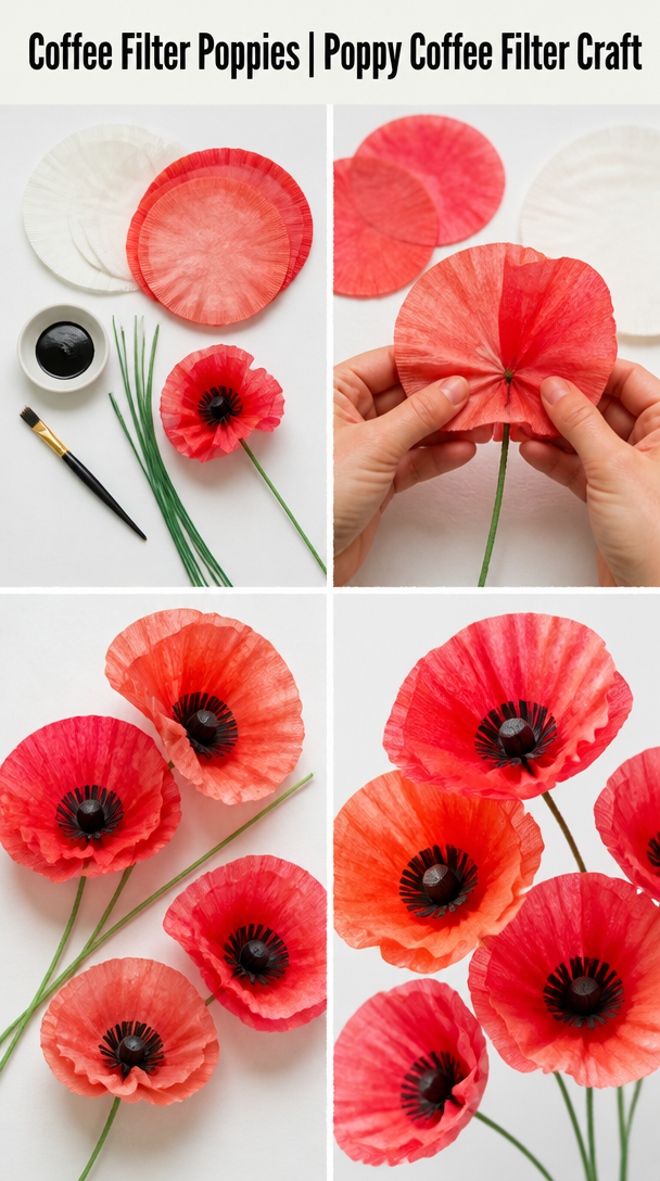 Coffee Filter Poppies | Poppy Coffee Filter Craft