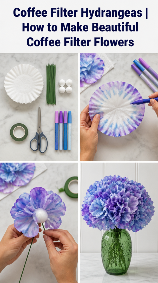 Coffee Filter Hydrangeas | How to Make Beautiful Coffee Filter Flowers