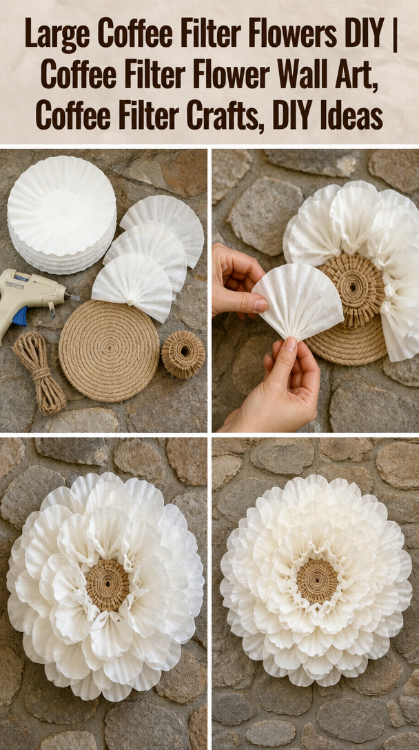 Large Coffee Filter Flowers DIY | Coffee Filter Flower Wall Art, Coffee Filter Crafts, DIY Ideas