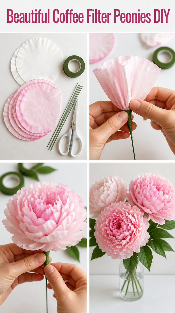 Beautiful Coffee Filter Peonies DIY