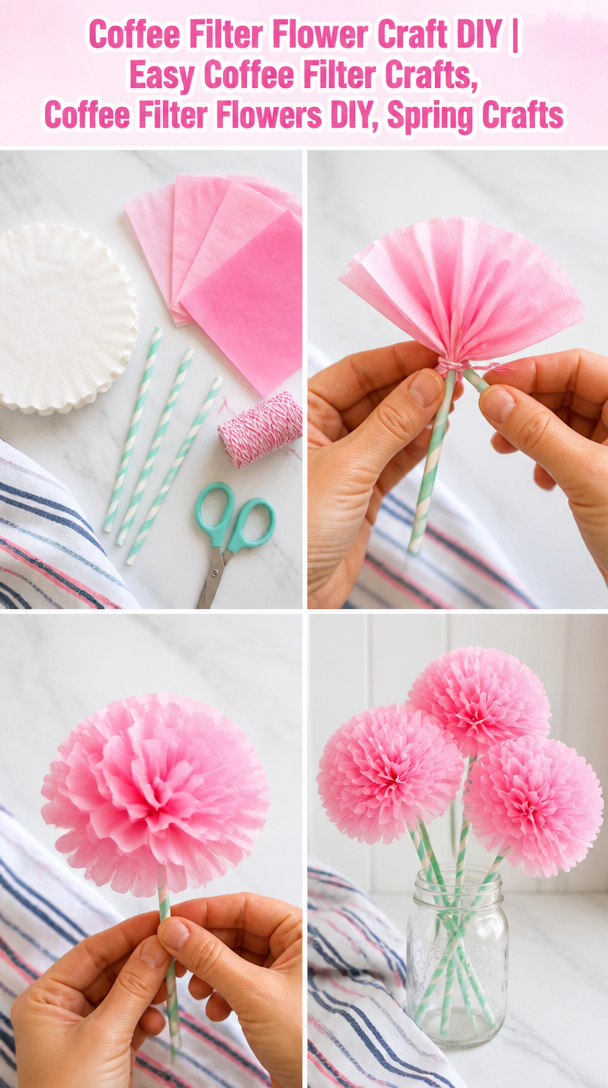 Coffee Filter Flower Craft DIY | Easy Coffee Filter Crafts, Coffee Filter Flowers DIY, Spring Crafts