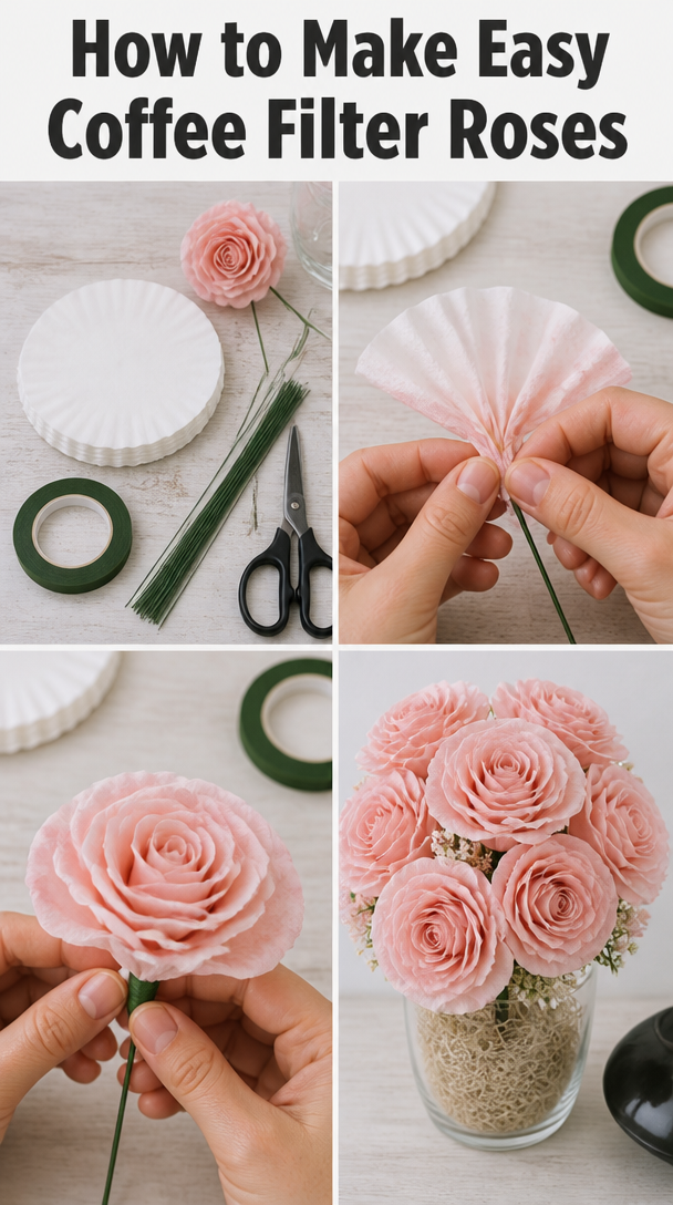 How to Make Easy Coffee Filter Roses