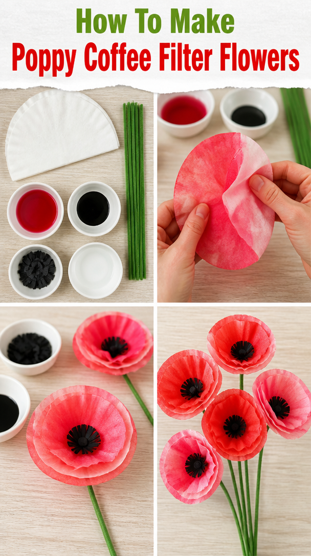 How To Make Poppy Coffee Filter Flowers