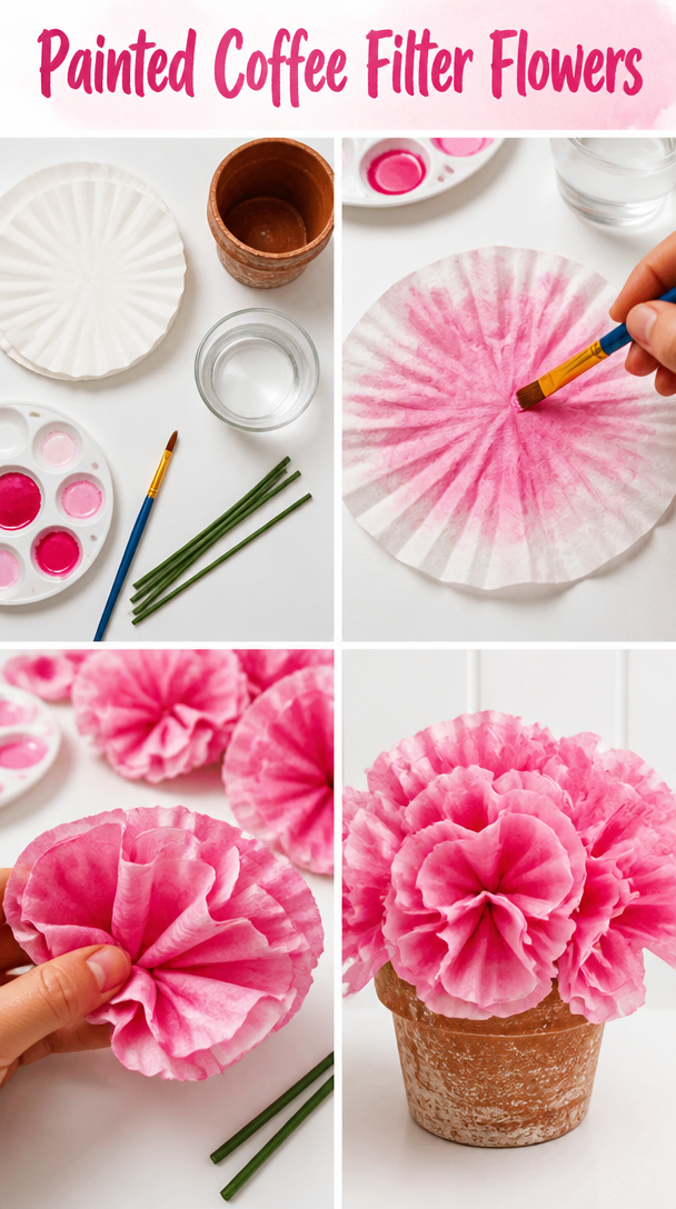 Painted Coffee Filter Flowers
