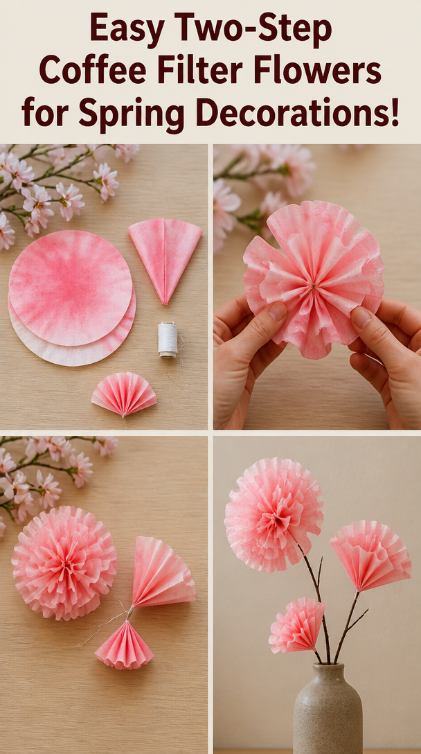 Easy Two-Step Coffee Filter Flowers for Spring Decorations!