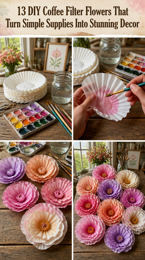 13 DIY Coffee Filter Flowers That Turn Simple Supplies Into Stunning Decor