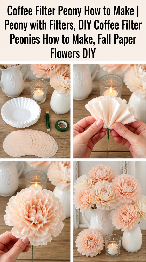 Coffee Filter Peony How to Make | Peony with Filters, DIY Coffee Filter Peonies How to Make, Fall Paper Flowers DIY