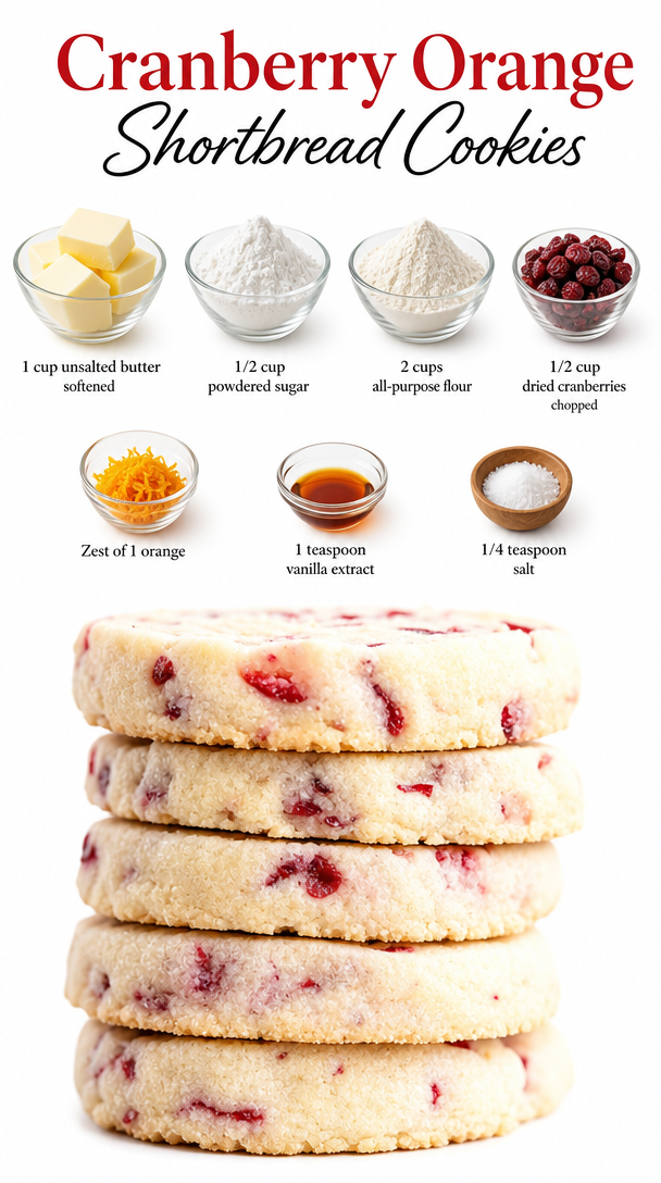 Easy Cranberry Orange Shortbread Cookies Recipe for Family Dinner