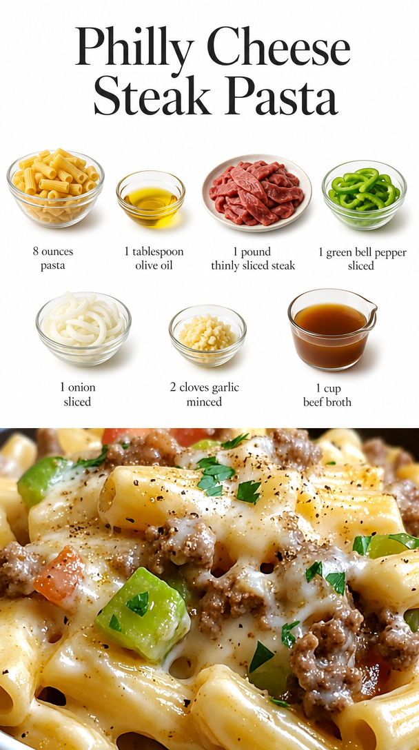 Easy Philly Cheese Steak Pasta Recipe with Beef for Family Dinner