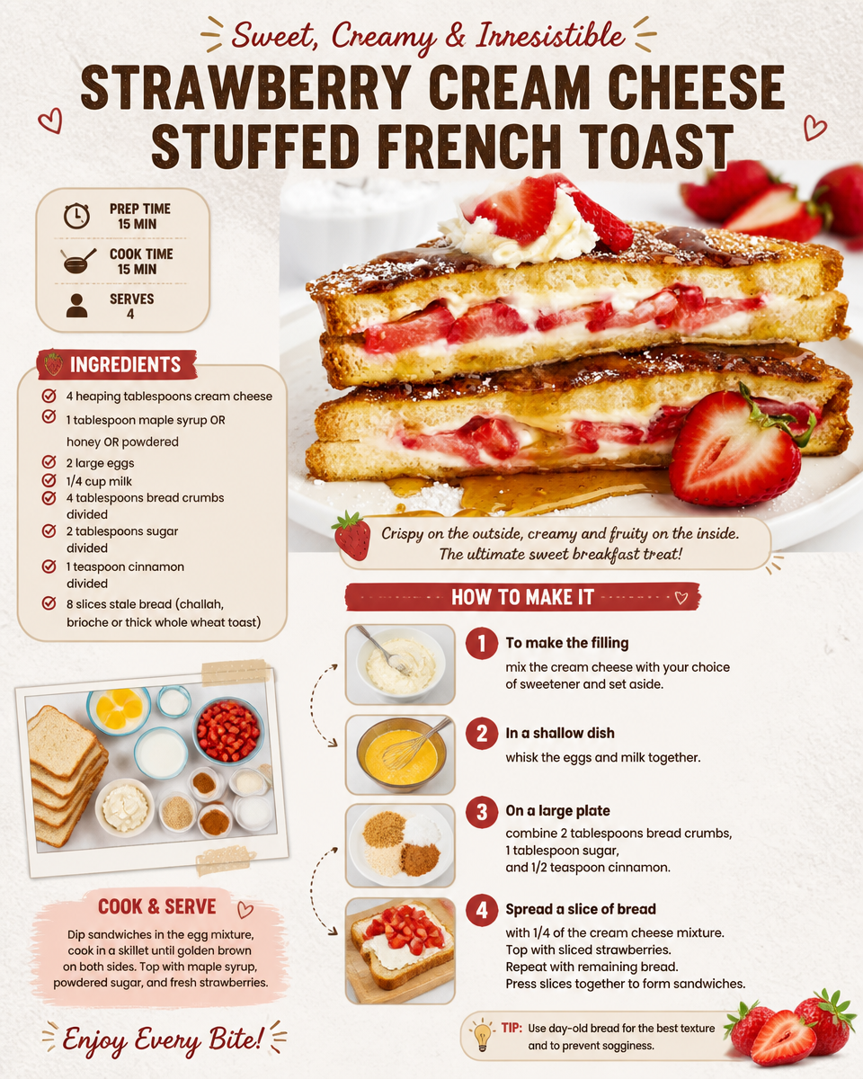 Strawberry Cream Cheese Stuffed French Toast