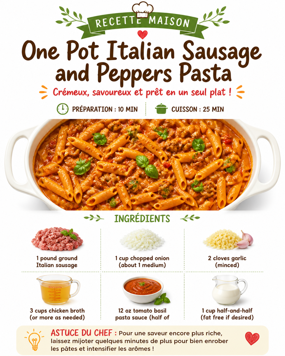 One Pot Italian Sausage and Peppers Pasta