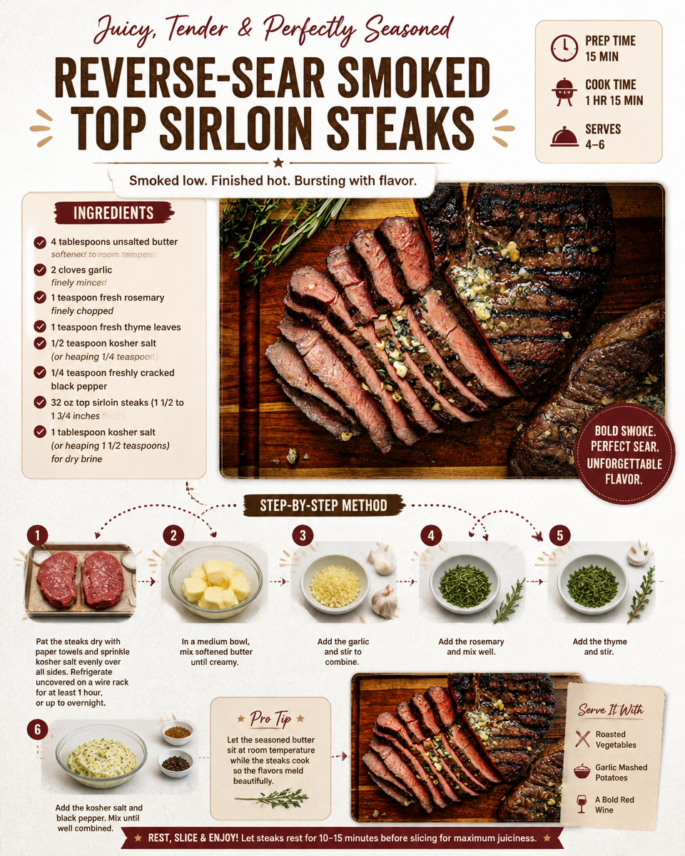 Reverse-Sear Smoked Top Sirloin Steaks