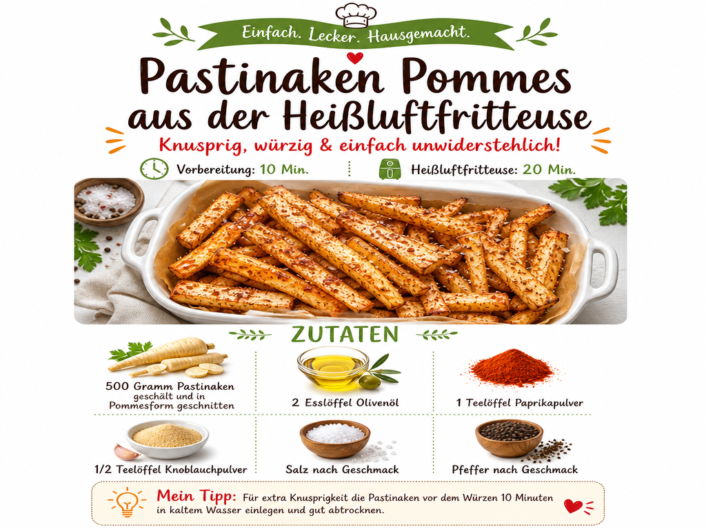 Pastinaken Pommes aus der Heißluftfritteuse