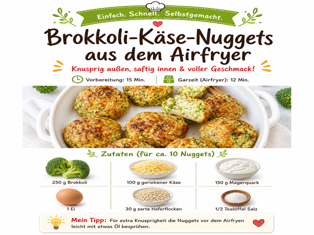 Brokkoli-Käse-Nuggets aus dem Airfryer
