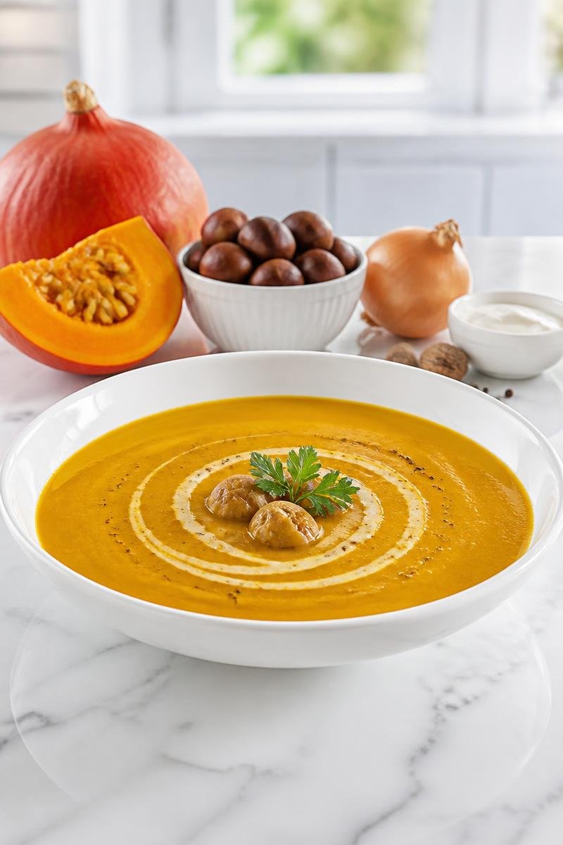 Velouté Potimarron Châtaigne Crème Fraîche